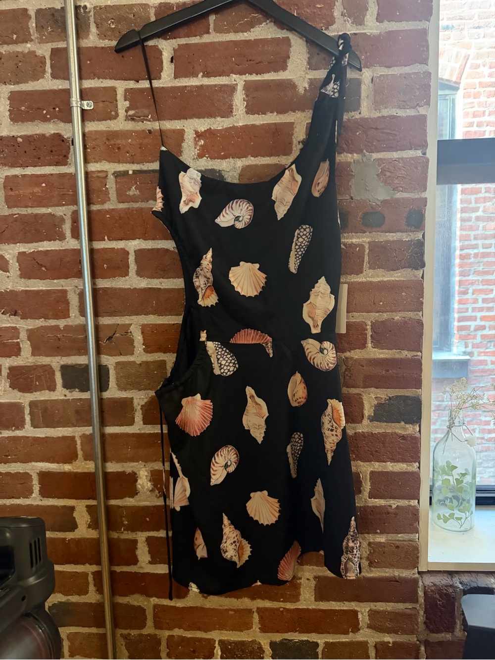 Show Me Your Mumu Black Shell-Print One-Shoulder Mini Dress